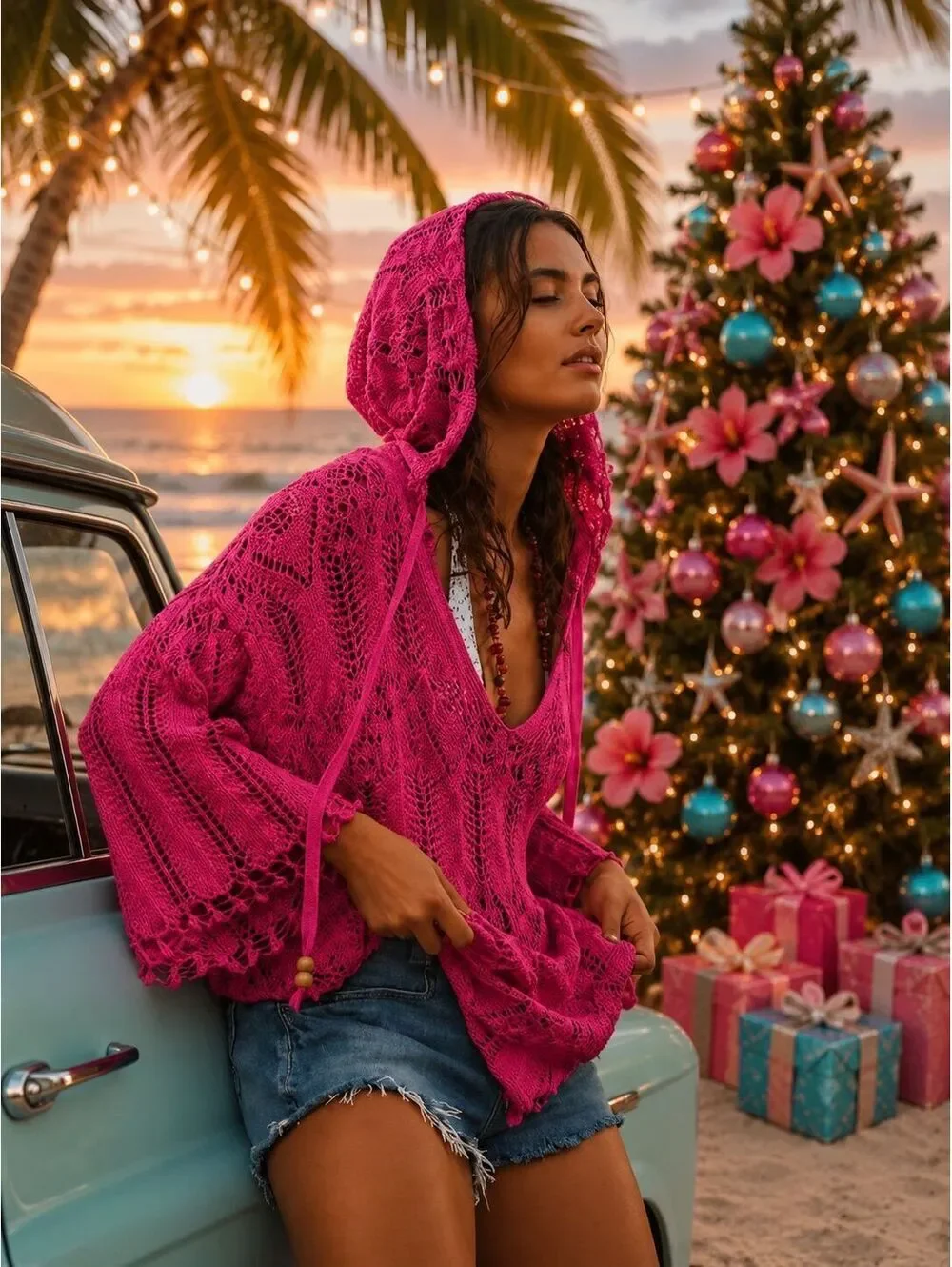 Free People Sand Dollar Tunic NWT Dragonfruit Sorbet $248 MSRP